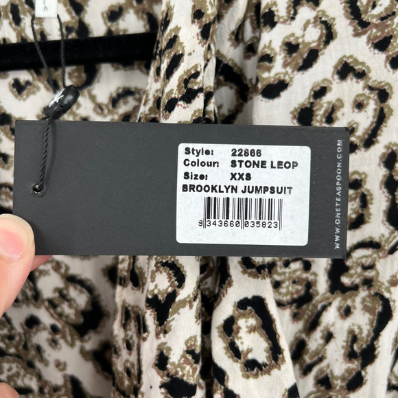 One Teaspoon Brooklyn Jumpsuit Romper Stone Leopard Animal Print - Picture 13 of 15